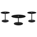 Ganso 3-piece Round Glass Top Coffee and End Table Set Black - Home & Sleep Outlet