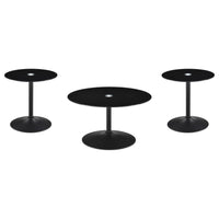 Ganso 3-piece Round Glass Top Coffee and End Table Set Black - Home & Sleep Outlet
