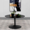 Ganso Round Metal Coffee Table With Tempered Glass Top Black - Home & Sleep Outlet