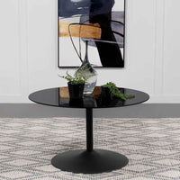 Ganso Round Metal Coffee Table With Tempered Glass Top Black - Home & Sleep Outlet