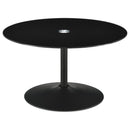 Ganso Round Metal Coffee Table With Tempered Glass Top Black - Home & Sleep Outlet
