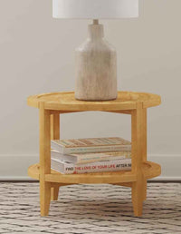 Camillo Round Solid Wood Side End Table Maple Brown - Home & Sleep Outlet