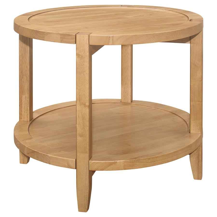 Camillo Round Solid Wood Side End Table Maple Brown - Home & Sleep Outlet