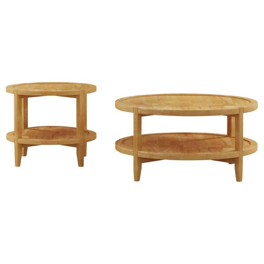Camillo 2-piece Round Coffee and End Table Set Maple - Home & Sleep Outlet