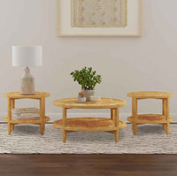 Camillo 3-piece Round Coffee and End Table Set Maple - Home & Sleep Outlet