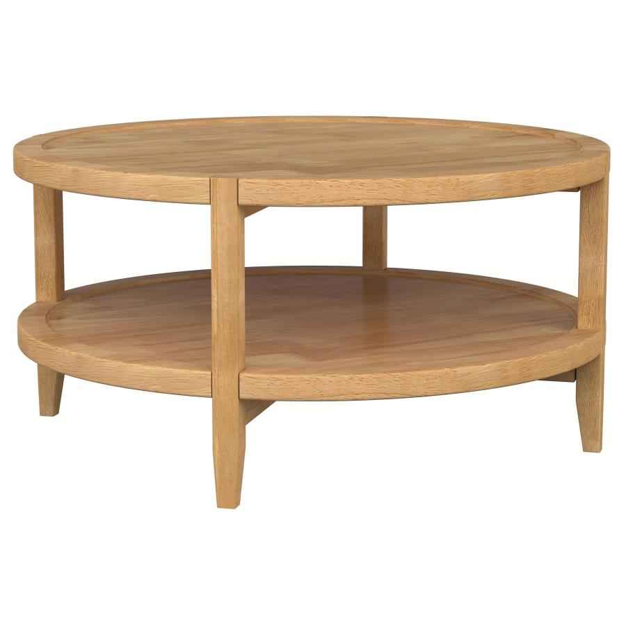 Camillo Round Solid Wood Coffee Table Maple Brown - Home & Sleep Outlet