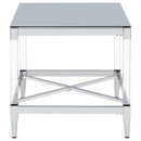 Lindley Square Tempered Mirror Acrylic Side End Table Chrome