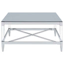 Lindley Square Tempered Mirror Acrylic Coffee Table Chrome