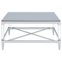 Lindley Square Tempered Mirror Acrylic Coffee Table Chrome