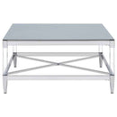Lindley Square Tempered Mirror Acrylic Coffee Table Chrome