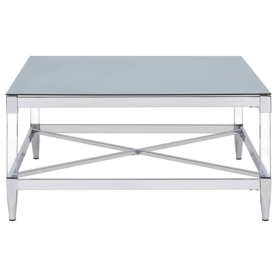 Lindley Square Tempered Mirror Acrylic Coffee Table Chrome