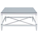 Lindley Square Tempered Mirror Acrylic Coffee Table Chrome