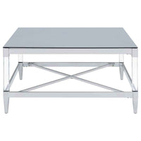 Lindley Square Tempered Mirror Acrylic Coffee Table Chrome