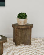 Home & Sleep Outlet - Kinkaid Round Solid Mango Wood End Table Brown
