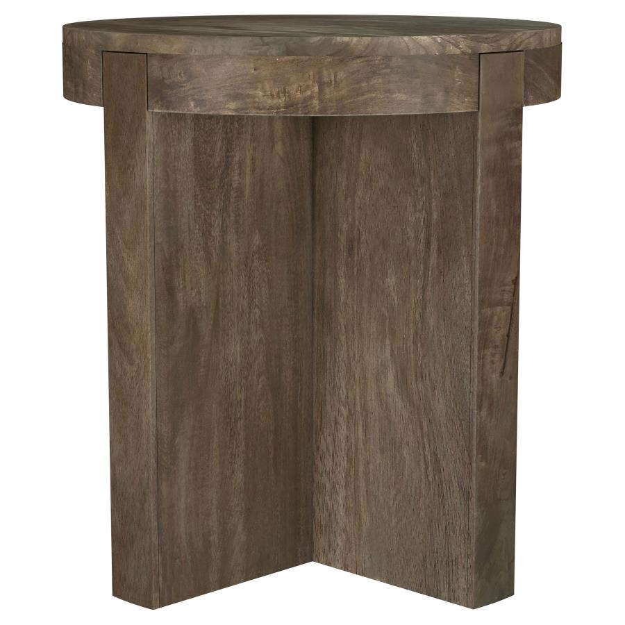 Home & Sleep Outlet - Kinkaid Round Solid Mango Wood End Table Brown