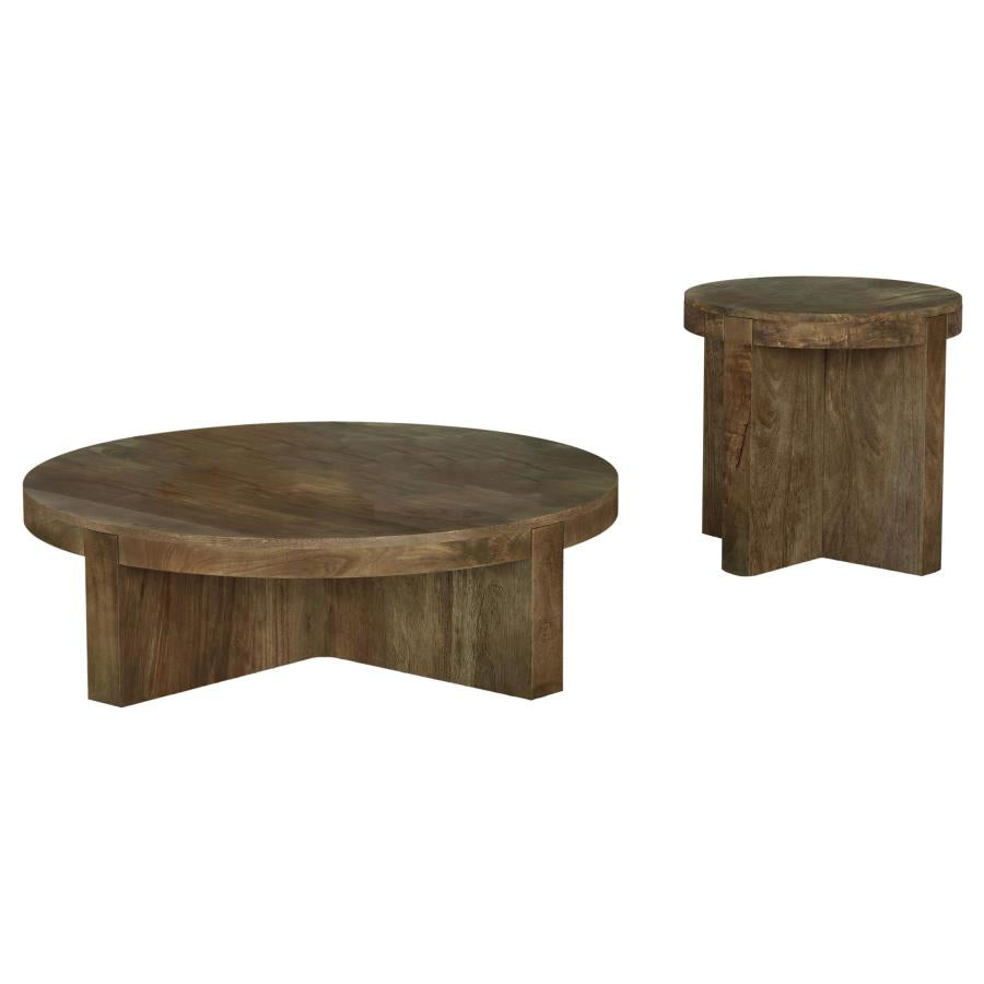 Home & Sleep Outlet - Kinkaid 2-piece Solid Wood Coffee and End Table Set Brown