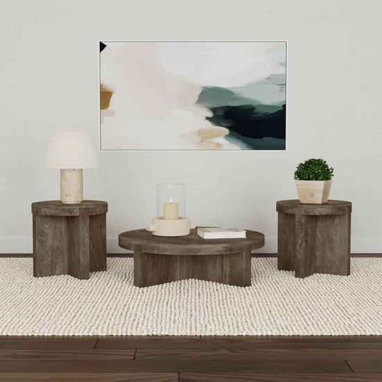 Kinkaid 3-piece Solid Wood Coffee and End Table Set Brown