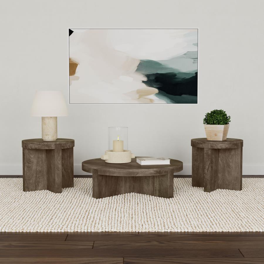 Home & Sleep Outlet - Kinkaid 3-piece Solid Wood Coffee and End Table Set Brown