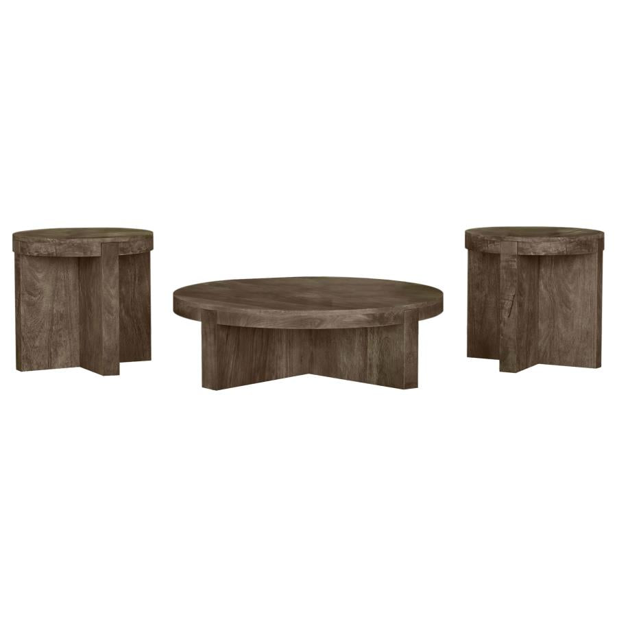 Home & Sleep Outlet - Kinkaid 3-piece Solid Wood Coffee and End Table Set Brown