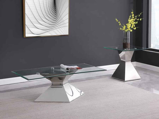 Jenny 2-piece Rectangular Coffee and End Table Set Chrome