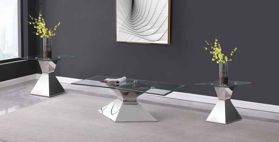 Jenny 3-piece Rectangular Coffee and End Table Set Chrome