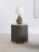 Jason Round White Marble Top Side End Table Charcoal