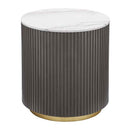 Jason Round White Marble Top Side End Table Charcoal