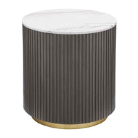 Jason Round White Marble Top Side End Table Charcoal