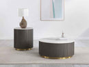 Jason 2-piece Round White Marble Coffee Table Set Charcoal