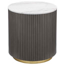 Jason 2-piece Round White Marble Coffee Table Set Charcoal
