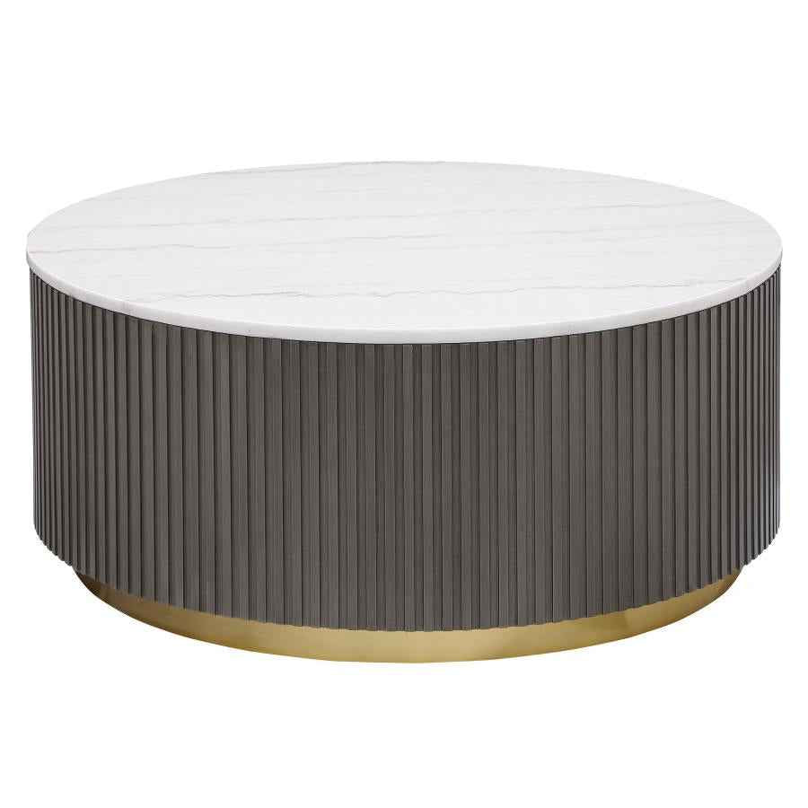 Jason Round White Marble Top Coffee Table Charcoal