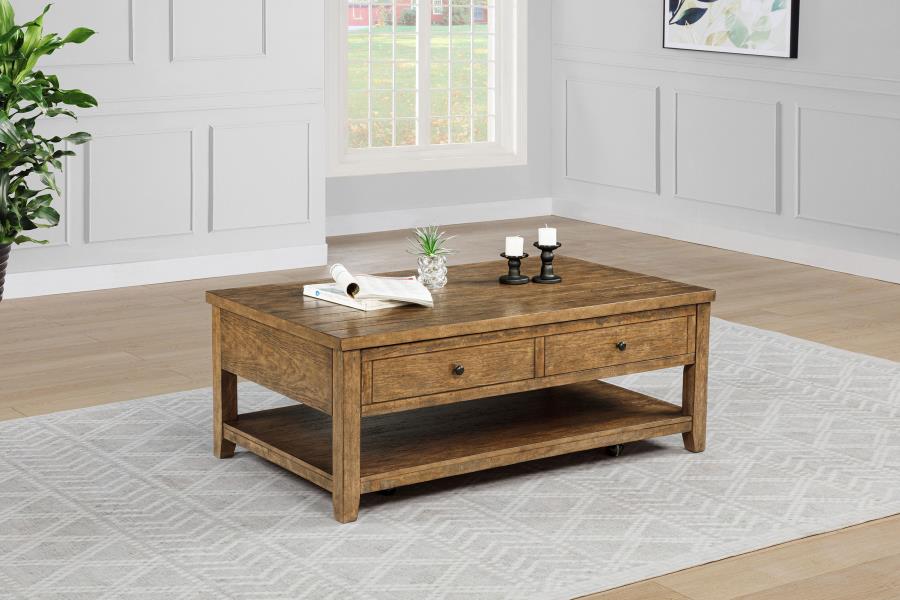 Home & Sleep Outlet - Payne 48-inch Mobile Lift Top Coffee Table Distressed Brown