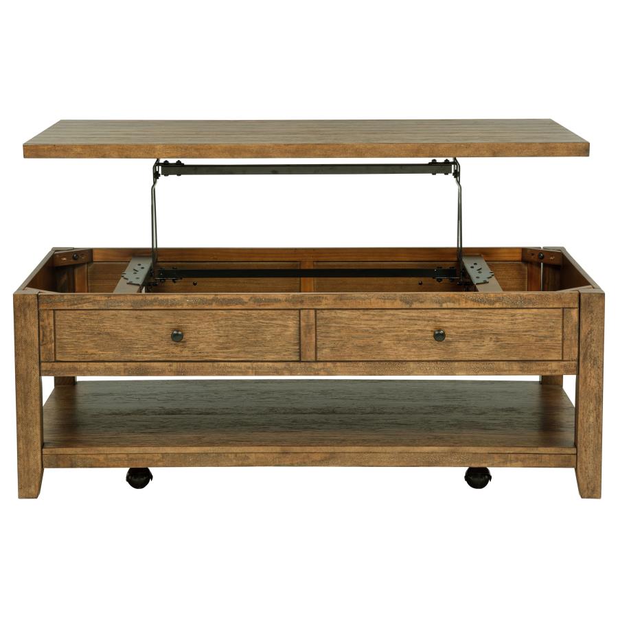 Home & Sleep Outlet - Payne 48-inch Mobile Lift Top Coffee Table Distressed Brown