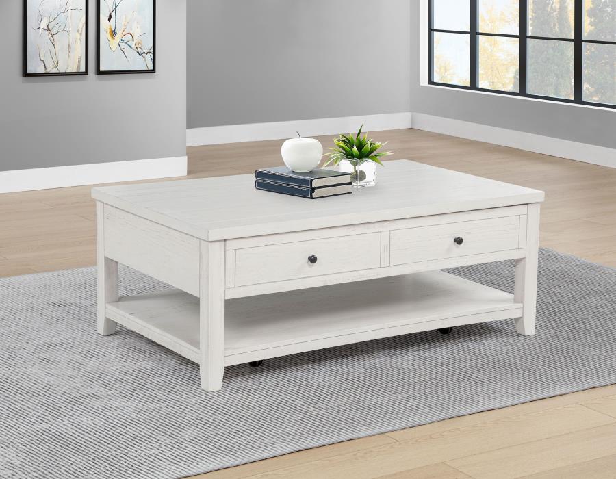 Home & Sleep Outlet - Payne 48-inch Mobile Lift Top Coffee Table Distressed White