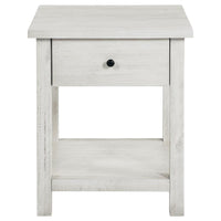 Payne 1-drawer Wood End Table with Shelf Distressed White