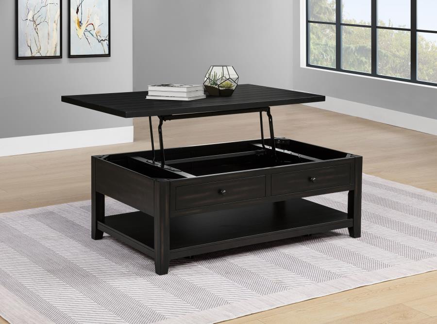 Home & Sleep Outlet - Payne 48-inch Mobile Lift Top Coffee Table Distressed Java
