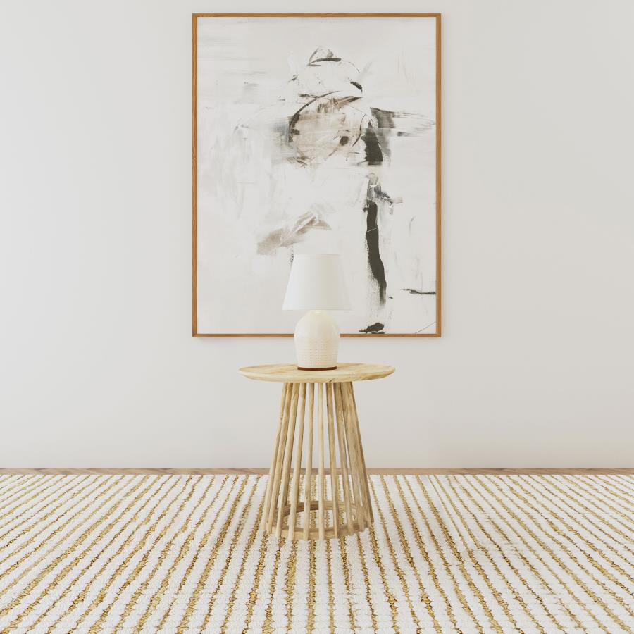 Home & Sleep Outlet - Touhy Round Solid Wood End Side Table Natural Mango