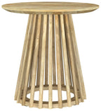 Home & Sleep Outlet - Touhy Round Solid Wood End Side Table Natural Mango