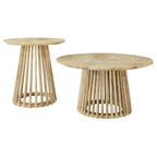 Home & Sleep Outlet - Touhy 2-piece Round Coffee and End Table Set Natural Mango