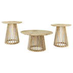 Home & Sleep Outlet - Touhy 3-piece Round Coffee and End Table Set Natural Mango