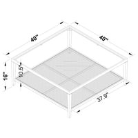 Amherst Glass Top Metal with Cane Shelf Coffee Table Black