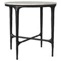 Home & Sleep Outlet - Hermas Round Genuine Marble Top Metal End Side Table White