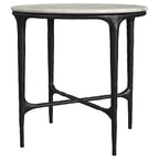 Home & Sleep Outlet - Hermas Round Genuine Marble Top Metal End Side Table White