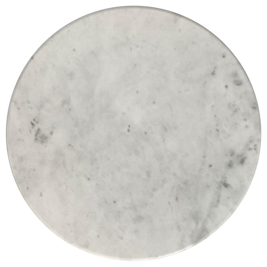 Home & Sleep Outlet - Hermas Round Genuine Marble Top Metal End Side Table White