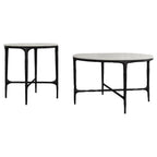 Home & Sleep Outlet - Hermas 2-piece Round Marble Coffee and End Table Set White