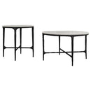 Hermas 2-piece Round Marble Coffee and End Table Set White