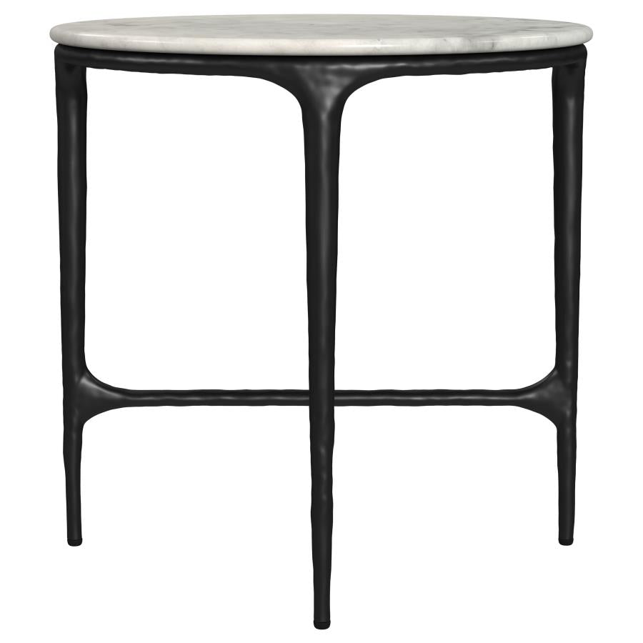 Home & Sleep Outlet - Hermas 2-piece Round Marble Coffee and End Table Set White