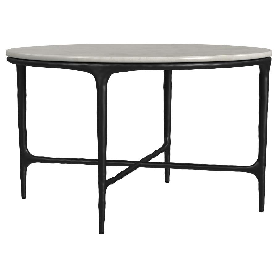 Home & Sleep Outlet - Hermas 2-piece Round Marble Coffee and End Table Set White