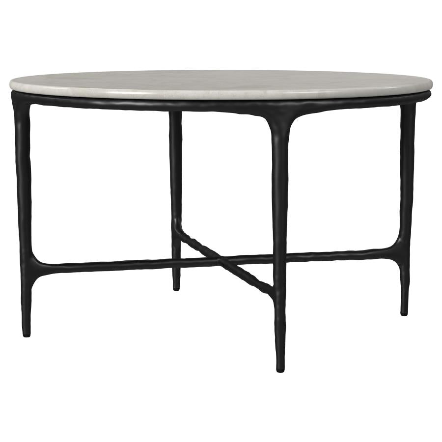 Home & Sleep Outlet - Hermas 2-piece Round Marble Coffee and End Table Set White