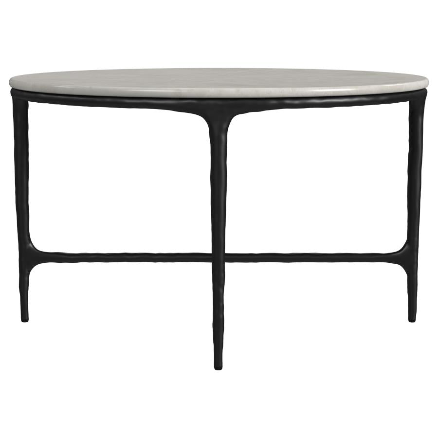 Home & Sleep Outlet - Hermas 2-piece Round Marble Coffee and End Table Set White